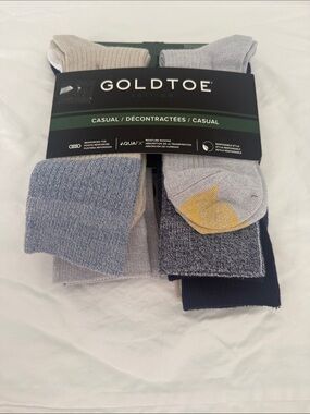 Gold Toe Men's Casual Sock 3-Pack — Light Blue, Gray, Navy